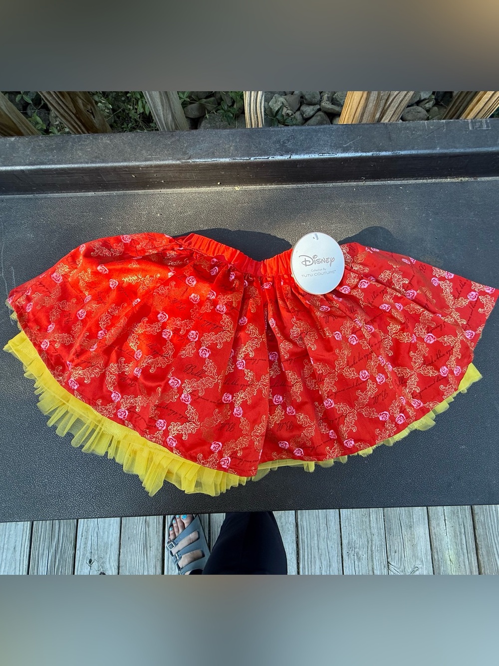 Disney bell reversible Tutu couture skirt  3t reversible yellow red